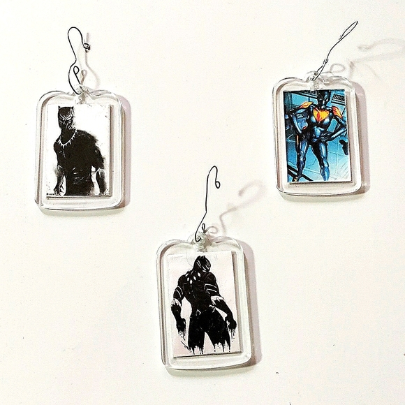 *HAPPY HOLIDAYS* (3x) Black Panther Ornaments! Double Sided. Handmade. Unisex - Picture 3 of 6